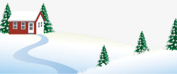绿手房子雪地房子冬天松树高清图片