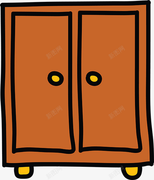 简笔画柜子png免抠素材_88icon https://88icon.com 卡通柜子 家具 棕色衣柜 黑色轮廓