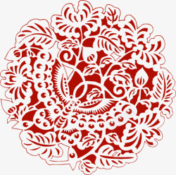 红色花朵传统纹样图案素材