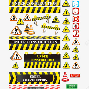 警示银锁图标道路施工警示标图标图标