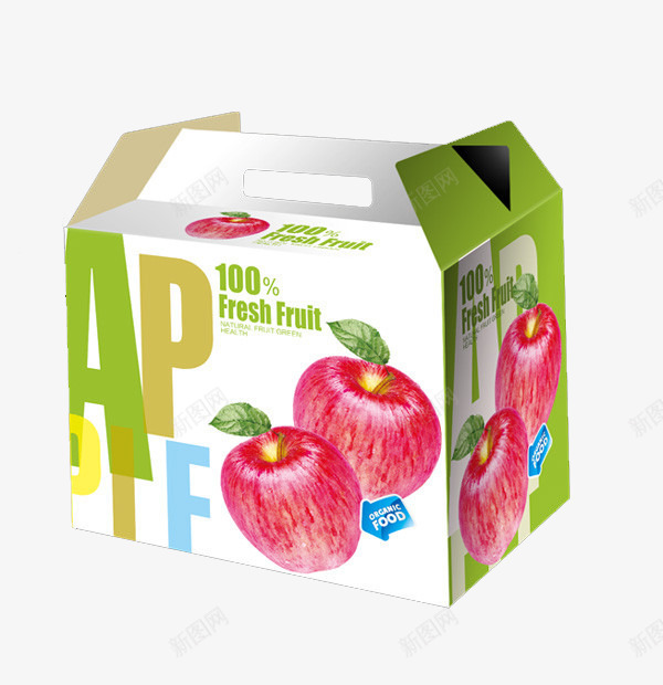 红苹果包装箱png免抠素材_88icon https://88icon.com 产品实物 包装设计 瓦楞纸相纸 箱子设计 红色 绿色