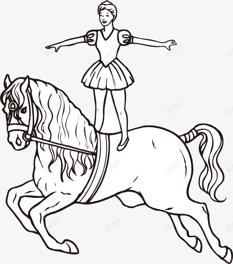 手绘简单线条人物png免抠素材_88icon https://88icon.com 女孩与马 平面 手绘 线条人物 艺术作品 飞奔的马