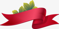 红飘带模板下载手绘红飘带绿叶高清图片