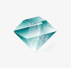水晶立方体半透明蓝色锥形素材