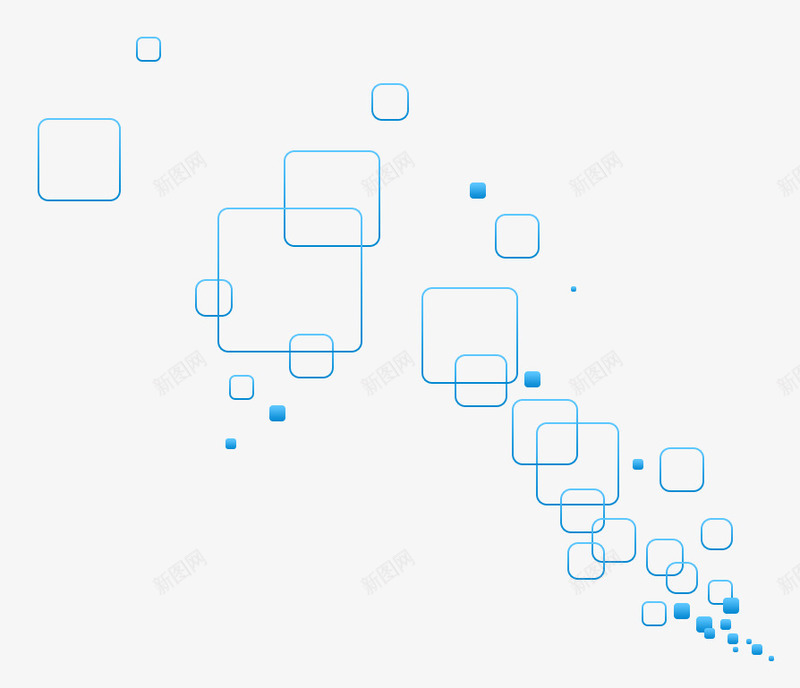 蓝色飞舞方格装饰png免抠素材_88icon https://88icon.com 方格 蓝色 装饰 飞舞