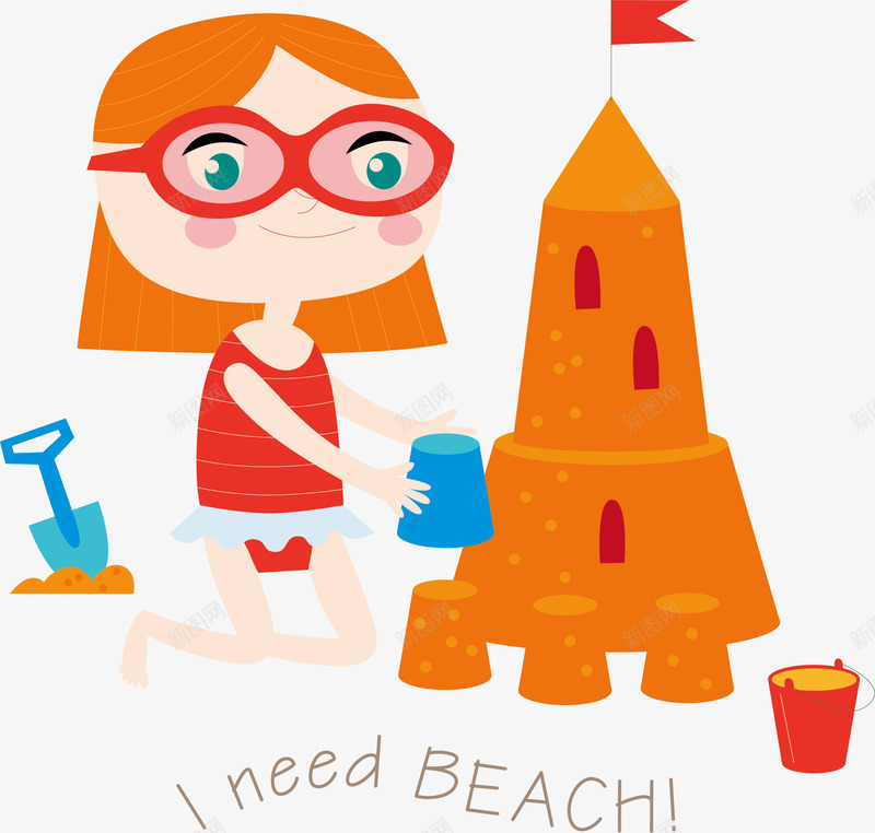 手绘沙滩玩耍女孩png免抠素材_88icon https://88icon.com 创意 卡通 可爱 女孩 彩色 手绘图 沙滩 玩耍 简单