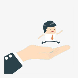 手绘在手掌上奔跑的男孩素材