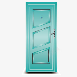 矢量家庭防盗门蓝色的门高清图片