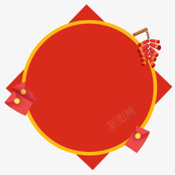 中国风红包素材卡通圆形喜庆边框高清图片