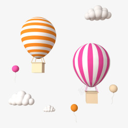 C4D艺术字云朵热气球C4D高清图片