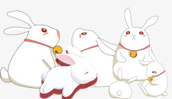 装饰性兔子图案中秋节卡通手绘兔子合集高清图片