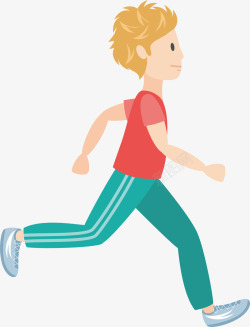 跑步健身主题红衣少年矢量图素材