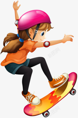 玩滑板的女孩素材