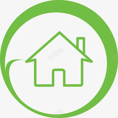 筑绿色创意房子图标图标