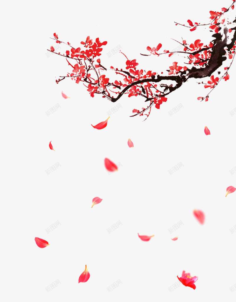 梅花png免抠素材_88icon https://88icon.com 九九消寒图冬 梅花 红色 花中君子 花瓣 飘落