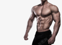 三面肌肉健身男子侧面摄影高清图片