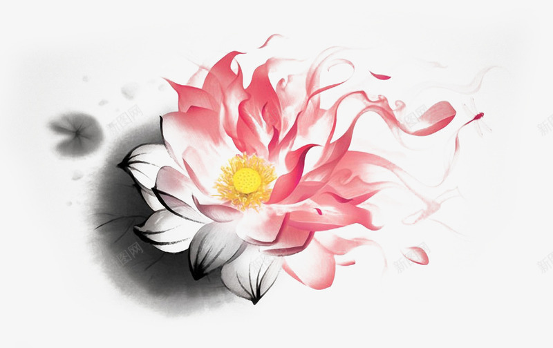 秋天水墨莲花蜻蜓psd免抠素材_88icon https://88icon.com 中国风 水墨 秋天 莲花 莲花湖泊背景图片 蜻蜓