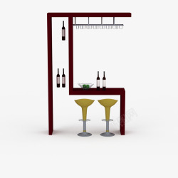 红酒棕色欧式酒柜吧台桌素材