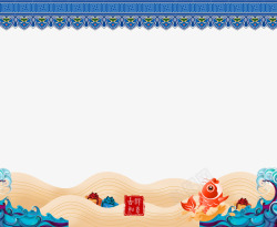 中国风青花瓷风格蓝色祥云背景装素材