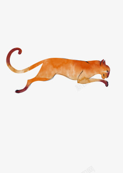 奔跑的豹子手绘图素材