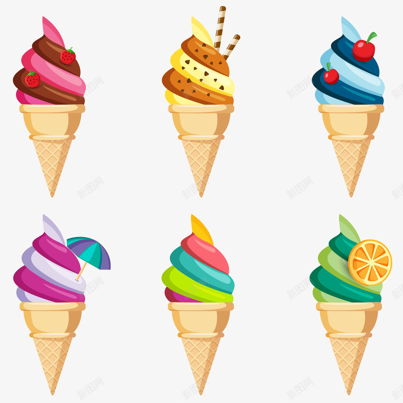 夏天彩色冰淇淋png免抠素材_88icon https://88icon.com 冰淇淋 卡通 夏天 彩色