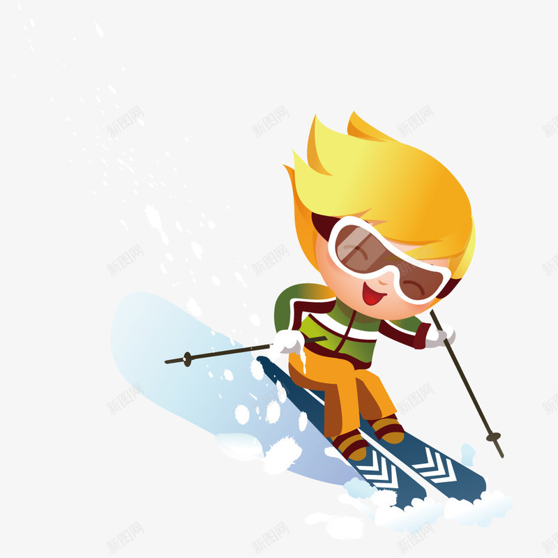 滑雪的男孩矢量图ai免抠素材_88icon https://88icon.com 卡通 手绘 滑雪 男孩 运动 雪 矢量图