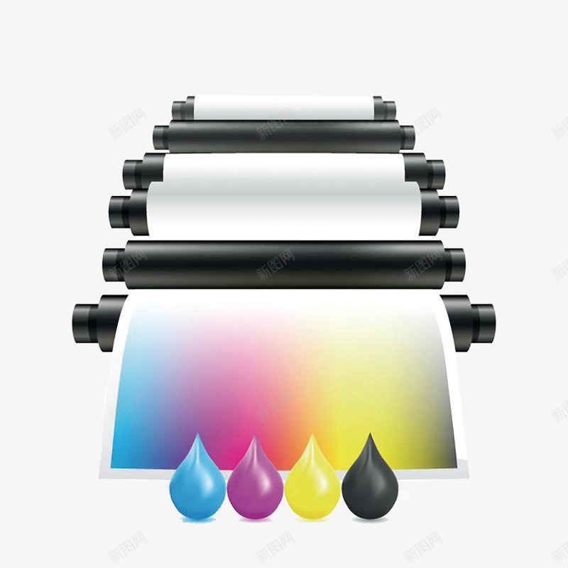 色彩打印机广告png免抠素材_88icon https://88icon.com 墨盒 复印机 水彩 水滴 画纸 颜料