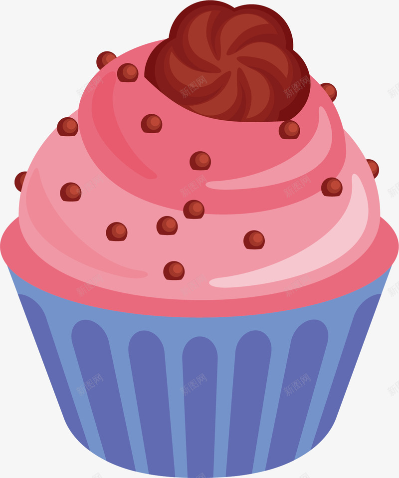 草莓味的蛋糕矢量图ai免抠素材_88icon https://88icon.com 创意 奶油 手绘 棕色 甜品 粉色 美味 蓝色 饼干 矢量图