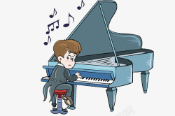 穿燕尾服弹奏钢琴的小男孩素材