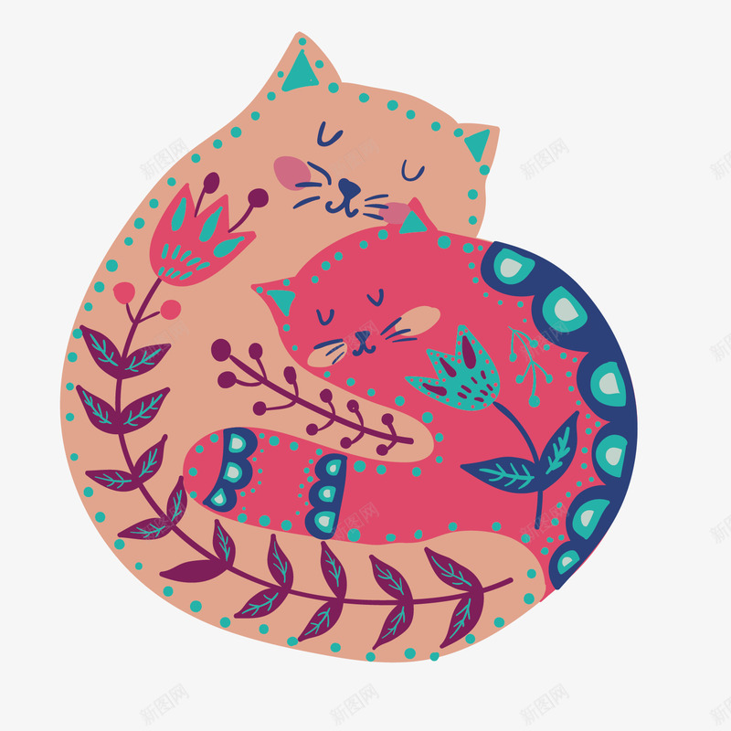 睡觉猫咪手绘矢量图ai免抠素材_88icon https://88icon.com 卡通 唯美 宠物 手绘 拥抱 民族风 猫咪 睡觉 简单 矢量图