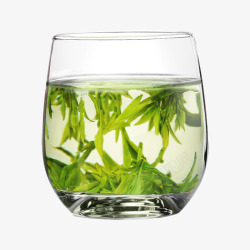 透明杯子绿茶龙井茶带杯子高清图片