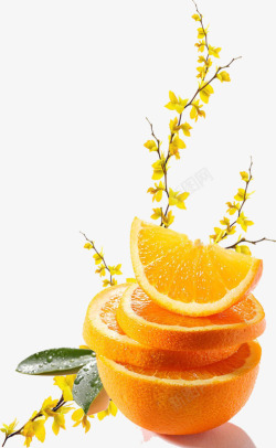 黄色切开的月饼橙子高清图片