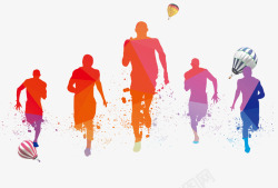 浜虹墿热气球奔跑的人高清图片