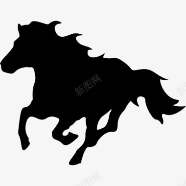 摇马奔跑的马朝左方向的轮廓图标图标