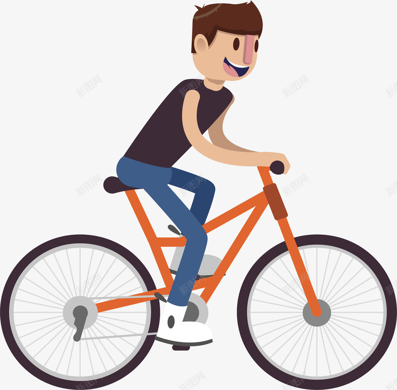 骑单车的男孩png免抠素材_88icon https://88icon.com 低碳出行 矢量png 自行车 骑单车 骑自行车 骑车男孩