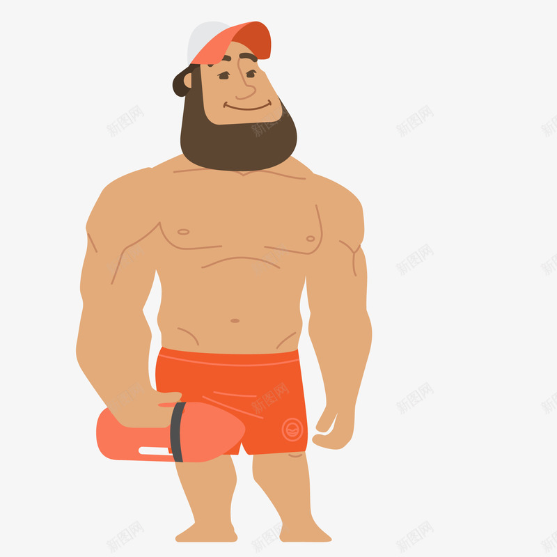 卡通海边的安全员人物矢量图ai免抠素材_88icon https://88icon.com 人物设计 安全员 度假 戴帽子 沙滩 海边 矢量图