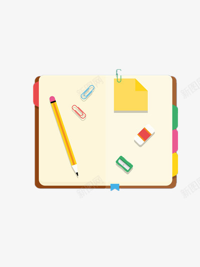 卡通日记本png免抠素材_88icon https://88icon.com 时尚 本子 橡皮擦 笔记本