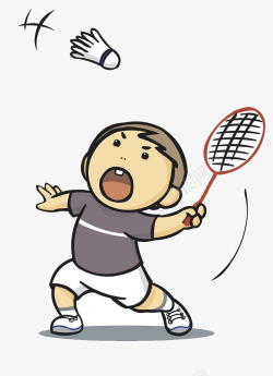 一个运动员打羽毛球的人插画高清图片