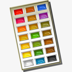 固体水彩彩色颜料盒图标高清图片