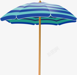 夏天休闲蓝色遮阳伞卡通矢量图素材