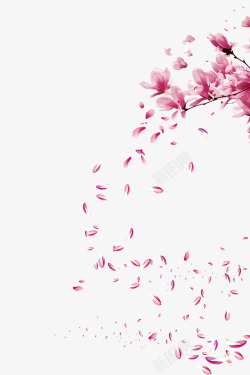 粉红桃花半圆形漂浮樱花高清图片