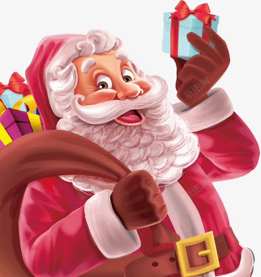 圣诞老人红色衣服礼物盒png免抠素材_88icon https://88icon.com 圣诞老人 圣诞节 圣诞节老公公 礼物盒 红色衣服 背着包袱