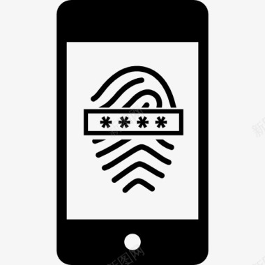 指纹扫描仪和密码在手机图标图标