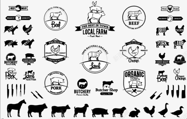 西餐厅肉类标志图标图标