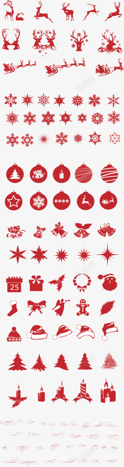 雪花与圣诞树图片圣诞节驯鹿雪花铃铛PSD高清图片