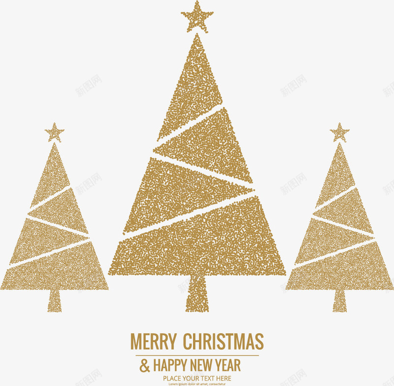 三棵金色圣诞树png免抠素材_88icon https://88icon.com 几何圣诞树 圣诞树 圣诞节装饰 矢量素材