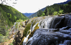 珍珠湖景点九寨沟珍珠滩瀑布高清图片