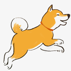 奔跑的卡通萨摩耶犬素材