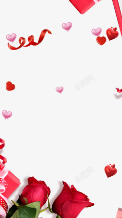 玫瑰花礼盒免抠红色情人节爱心背景高清图片