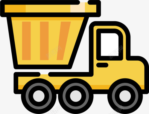 运输煤炭扁平风卡通工程车辆垃圾运输车图矢量图图标图标